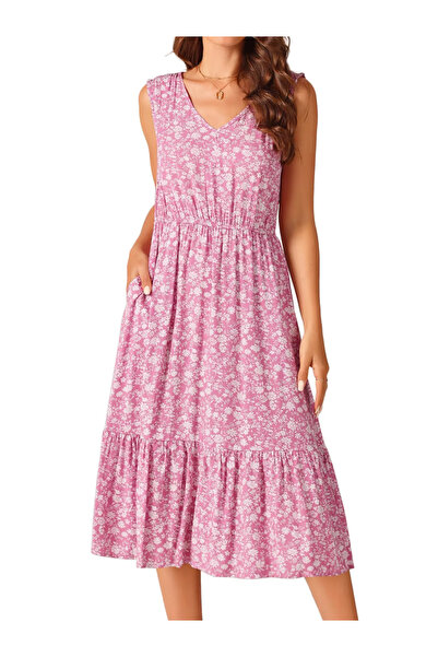 OEM Rochie stil boho, cu imprimeu floral