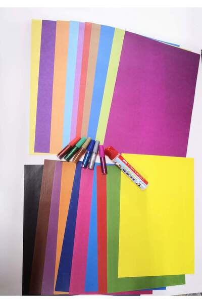 Linea Okul Etkinlik Seti - 10'lu Renkli Elişi Kağıdı, 10'lu Fon Kartonu, Koku...