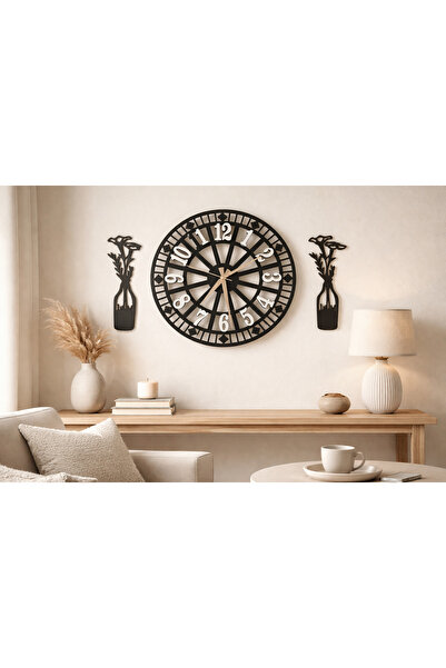 mrchediyesepeti Hall Wall Clock 40 cm Flowers 30 cm Dir No37