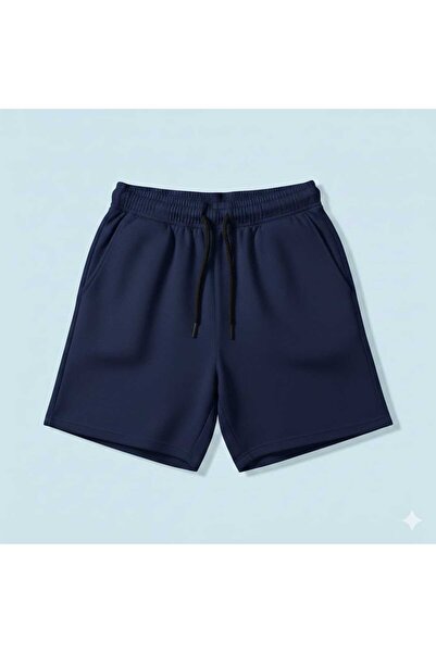 NETTENSTORE ERKEK ŞORT LACİVERT RENK BERMUDA CEPLİ RAHAT KUMAŞ