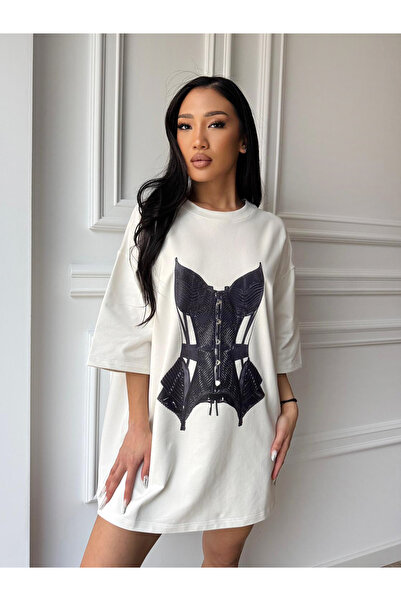 CC STORE SYNTHIA oversized dress-type T-shirt, with corset print, super state...