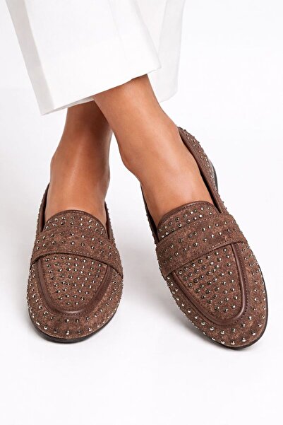 DAD WOLF Mery Ceyn Stoned Blunt Square Loafer Stylish Ballet Flats