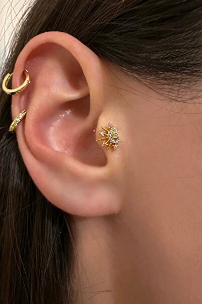 Okko Store Cerrahi Çelik Taşlı Yarım Güneş Piercing