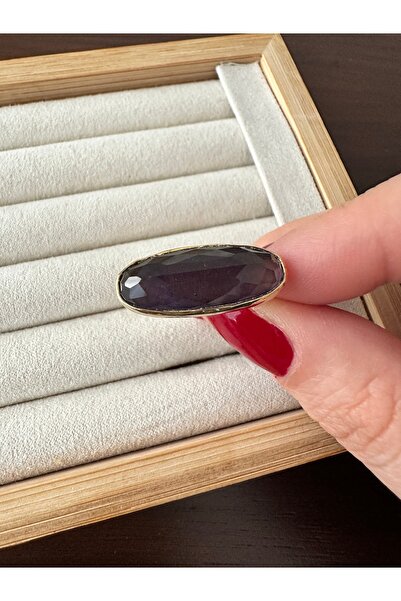ringbox Altın Kaplama Mor Taşlı Yüzük