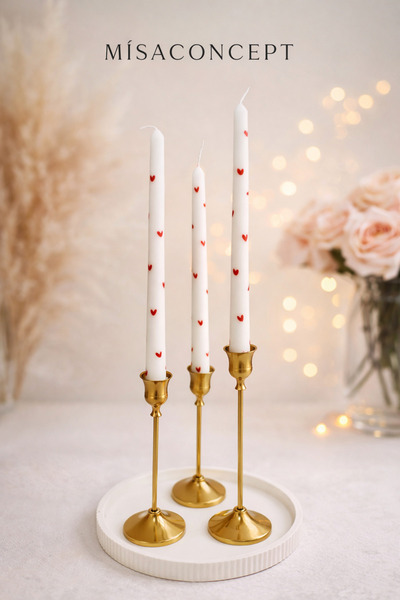 MİSACONCEPT KALPLİ KOKULU ŞAMDAN MUM 3 ADET (şamdanlıklar dahil değildir.)
