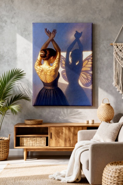 ART NEST DEKOR KELEBEK KANATLI BALERİN KIZ CANVAS TABLO