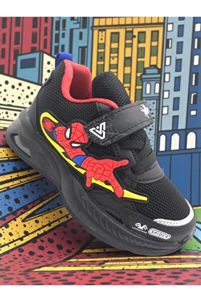 ellaboni حذاء رياضي أسود مريح وناعم للأولاد من نوع Spiderman مضاد للعرق