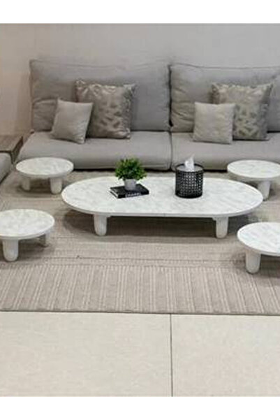 Genrics Floor table set with 4 side tables in white