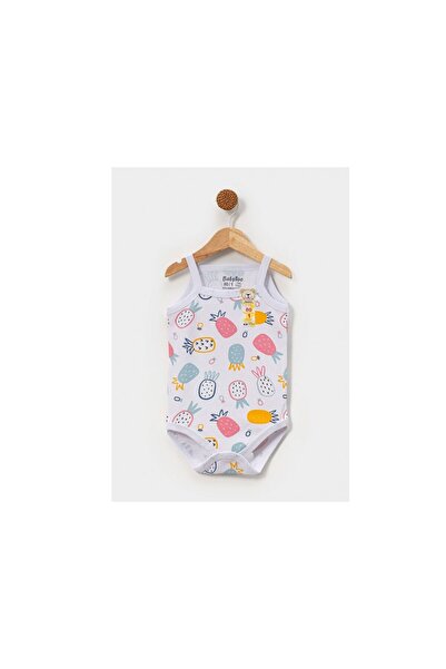 Babytoo Pineapple Patterned Newborn Baby Girl Bodysuit with String Straps