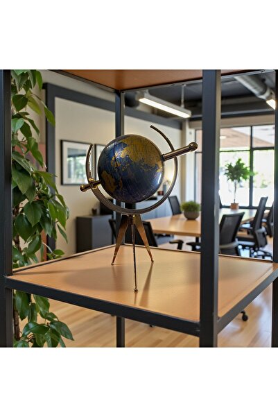 Sleep Nova Lüks Dekoratif Dünya Küresi – Gold Ayaklı Ofis & Masa Üstü Küre De...