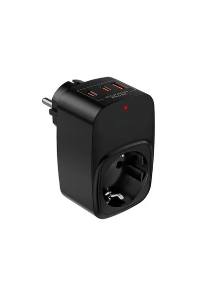 Epilons Single High Voltage Protected Wall Socket with 2X Type-C and 1X USB O...