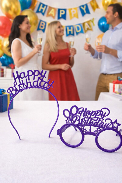 Azebu Happy Birthday Glasses and Crown Set, Birthday Plastic Crown and Glasse...