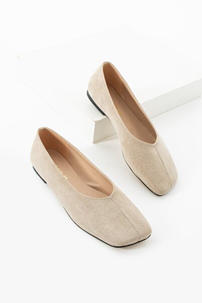 diclepolat Women's Suede Square Toe Comfortable Daily Ballet Shoes Guin