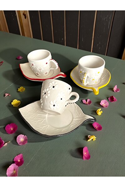 Artistic Quality Decorative Daisy Embroidered, Embossed Leaf Detailed Tea-Cof...