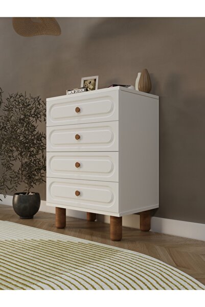 umondesign 4 Çekmeceli Şifonyer Ayaklı Şifonyer MDF Kapak