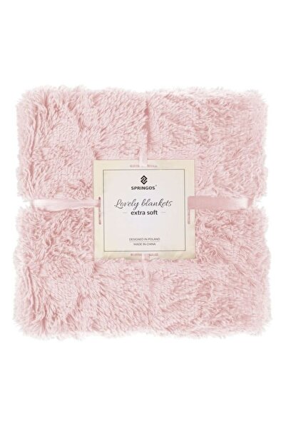 OEM Springos Soft and Warm Blanket 160 x 200 cm, Pink Shaggy, for 2 Persons