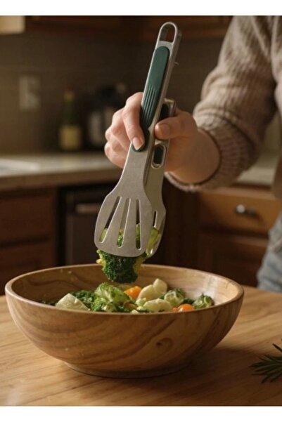 LUCKYHOMES Silver 3-Piece Serving Tongs Set Stainless Steel Soft Touch Silver...