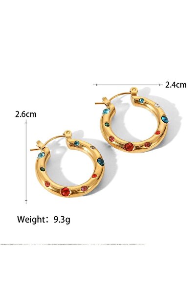 Choice Earring C Trendy Gold Color Crystal Stainless Steel Round Earrings For...