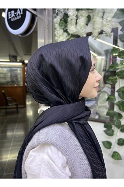 BasAksesuar ER-AY MONOGRAM DESEN SİYAH RENK JAKAR ŞAL