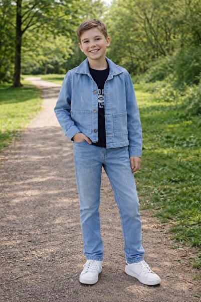 Balgüneş Tekstil Erkek Çocuk Kot Ceket Pantolon Tişört Takımı