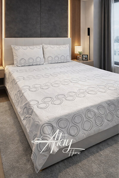 Atay Home طقم مفرش سرير مزدوج حديث بنقوش هندسية 240x250