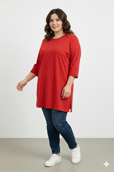 elma abone Plus Size Combed Tunic