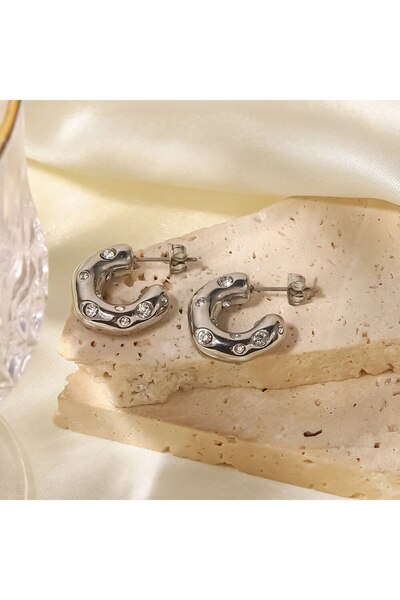 Choice Earring E Trendy Gold Color Crystal Stainless Steel Round Earrings For...