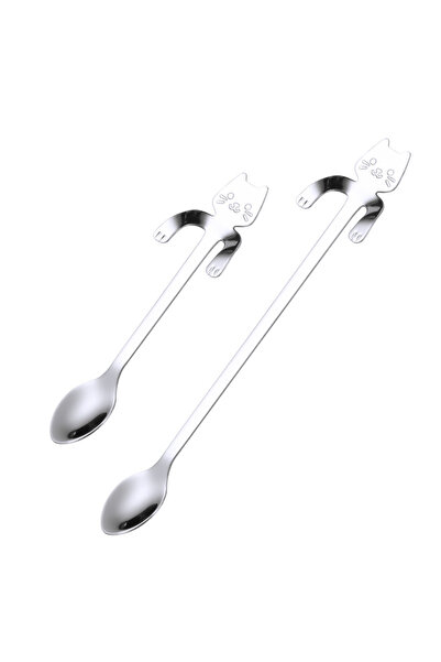 Choice L and S size 2/4PCS Set 304 Stainless Steel Cat Spoon Creative Cartoon...