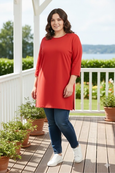 elma abone تونيك قطني ممشط مقاس كبير