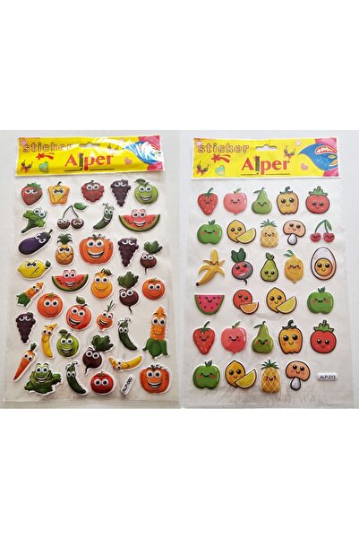 Modellino Emboss Sticker Labels 30X17Cm Emoji Heart Animals Flag Fruits Smile...