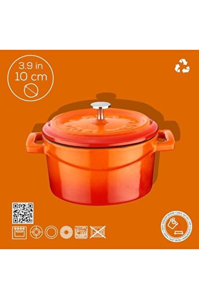 Nacario Nrcrioshop Metal Cast Iron Mini Pot, 10 Cm, 0.35 L Volume, Orange 120...