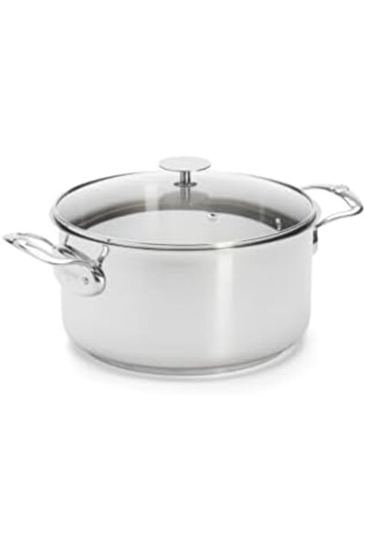 Yıldızan Esnshop De Buyer 3427.24 Frying Pan with Lid, Stainless Steel, Silve...