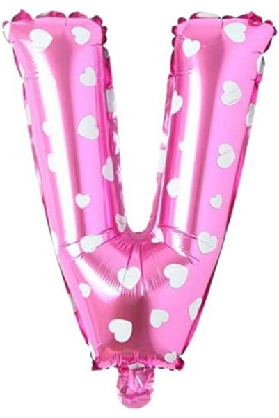 Nacario Nrcrioshop Letter V 16 Inch Pink Heart Color Foil Balloon 36 cm (Pink...