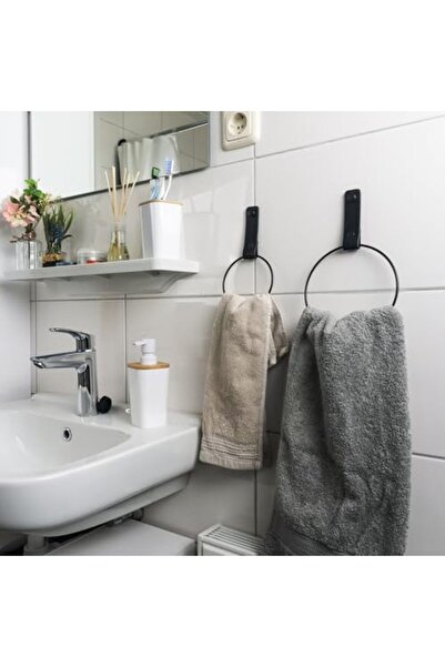 Nacario NrcrioShop جلد حامل مناشف، حامل مناشف بمقبضين معدنيين - أسود 1201248