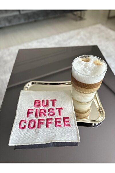 Nacario Nrcrioshop but First Coffee Patterned Cocktail Napkin 1201248