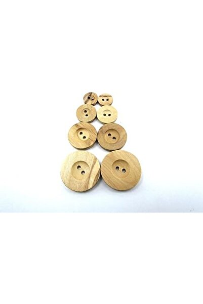 Yıldızan Storesellm Wooden Button, Wooden, 2 Hole Lettering Model, Natural Wo...