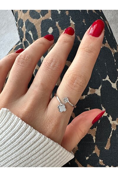 ringbox Silver Color Double Clover Ring