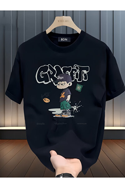 GHZAL Home Collection Grafft Printed Oversize Women'S/Men's Unisex White Tshirt