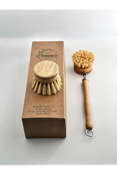 Nacario فرشاة غسيل الأطباق NrcrioShop بامبو برؤوس قابلة للتبديل، فرشاة من ألي...