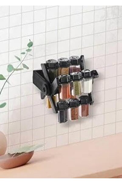 Nacario حامل توابل دوار من نركريوشوب، مجموعة من 12 زجاجة، رف بلاستيكي أسود، ق...