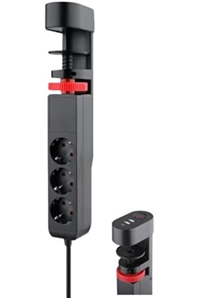 Nacario Nrcrioshop Surge Protected Socket with Adjustable Table Edge, 3 Socke...