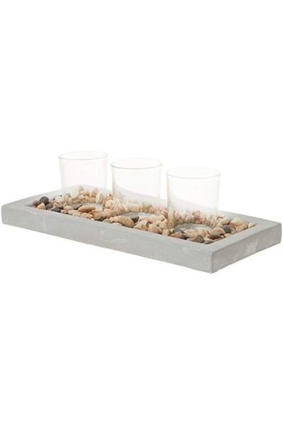 Nacario Nrcrioshop Briarwood Decorative Tray Cement Tray with Wish Candle, Na...