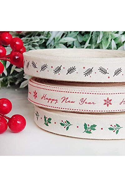 Nacario Nrcrioshop Cotton Ribbons, Happy New Year, 1.5 cm 5 Meters 1201248