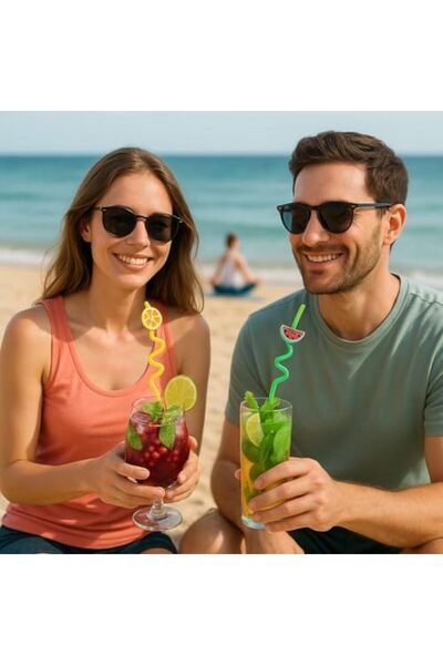 Nacario Nrcrioshop Cute Fruits Figured Plastic Party Straws 12-Pack 1201248