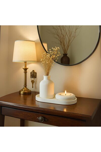 Nacario Nrcrioshop White Ceramic Vase, Tealight Candle Holder, and Decorative...