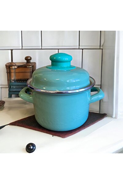 ALEV EMAYE 12 cm yeşil Mini Emaye Tencere – Şık & Çok Amaçlı minimal