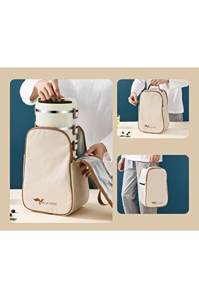 Yıldızan 3 Gözlü Çelik Isı Yalıtımlı Çanta Yemek Kabı Seti Çantalı Geniş Kapl...