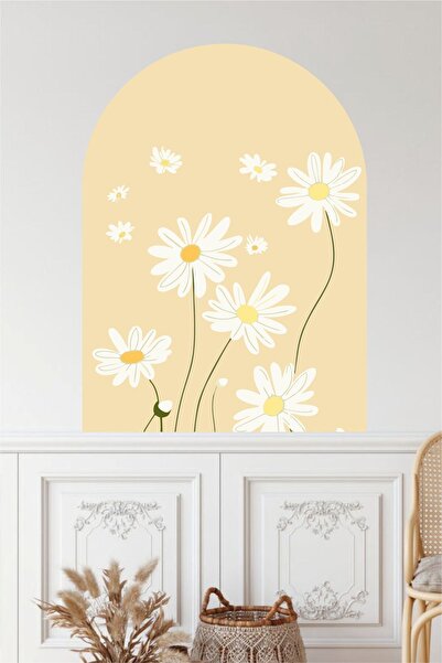 Piksel Grafik Daisy Bohemian Oval Wall Sticker