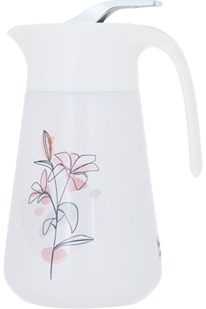 Generic ترمس زجاجي من غلوريا، سعة لتر واحد، غلاف خارجي بلاستيكي - بيج فاتح