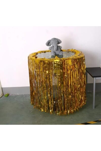 Nacario Nrcrioshop Tasseled Shimmering Gold Color Table Skirt 4 Meters 1201248